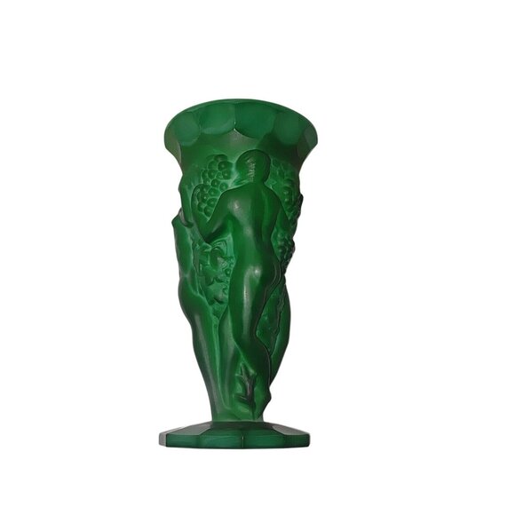 Ingrid Vase Czech Malachite Curt Schlevogt 1930s Grape Harvest Figural Gablonz - Picture 10 of 12